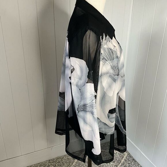 Vintage Clara S Womens Size Medium 2 Piece Tank & Jacket Black Floral Flowy - Picture 4 of 15